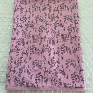 Starting Out Pink White ABC Toile Baby Girl Blanket Lovey Cotton 24"X30" Vintage